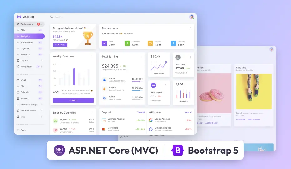 Materio Free Bootstrap 5 .Net Core MVC Admin Template